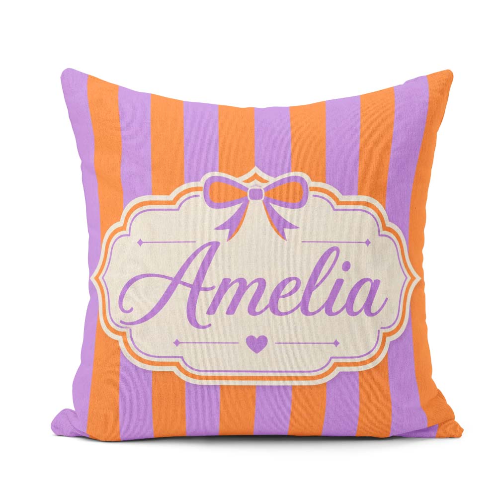 Custom Name Orange and Purple Wavy Stripe Abstract Seamless Name Square Filled Cushion Throw Pillow Sofa Bed Home Decor Zip Washable UK Made