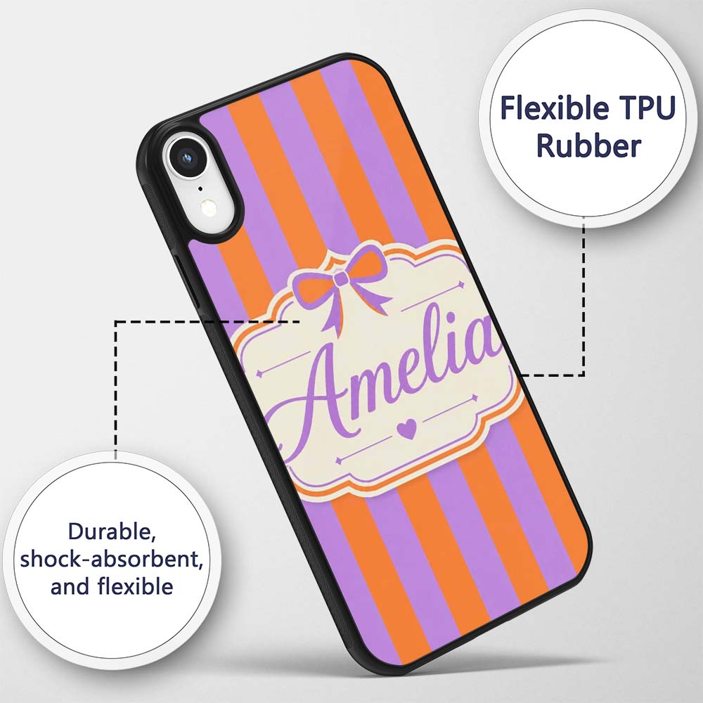 Orange and Purple Wavy Stripe Abstract Seamless Custom Name Protective Phone Case Mobile Cover Durable Everyday Smartphone Shock Resistant
