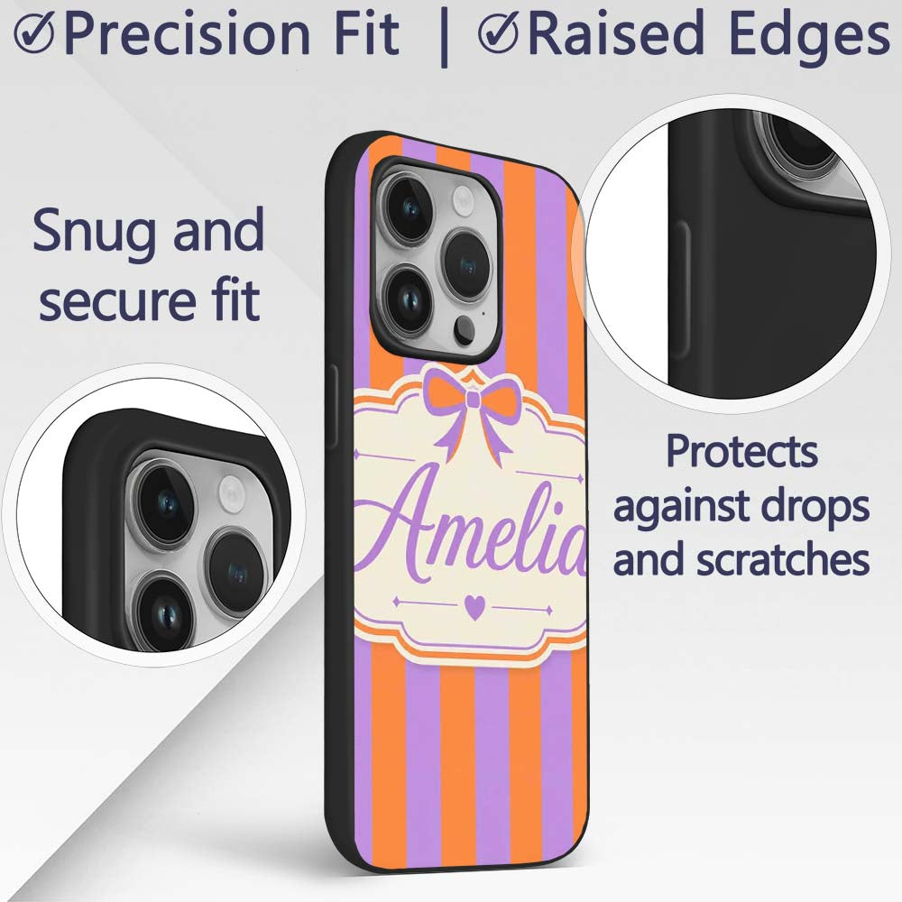 Orange and Purple Wavy Stripe Abstract Seamless Custom Name Protective Phone Case Mobile Cover Durable Everyday Smartphone Shock Resistant