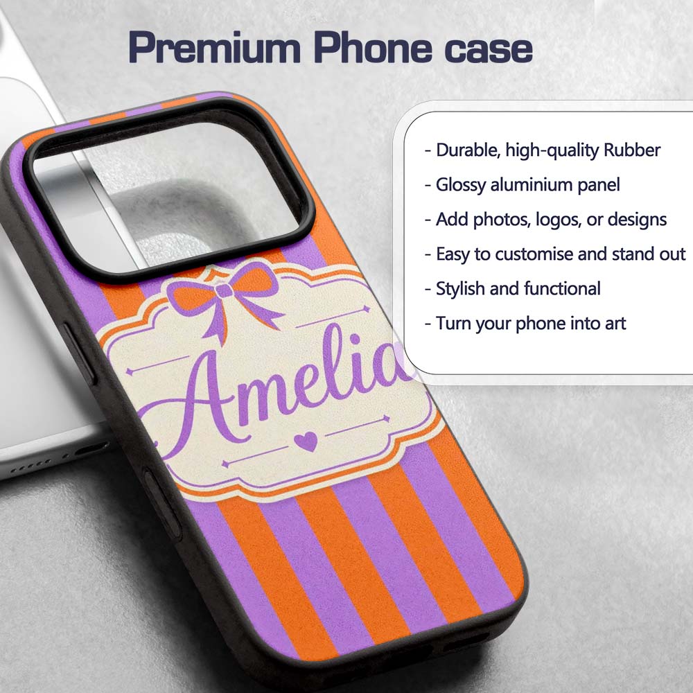 Orange and Purple Wavy Stripe Abstract Seamless Custom Name Protective Phone Case Mobile Cover Durable Everyday Smartphone Shock Resistant