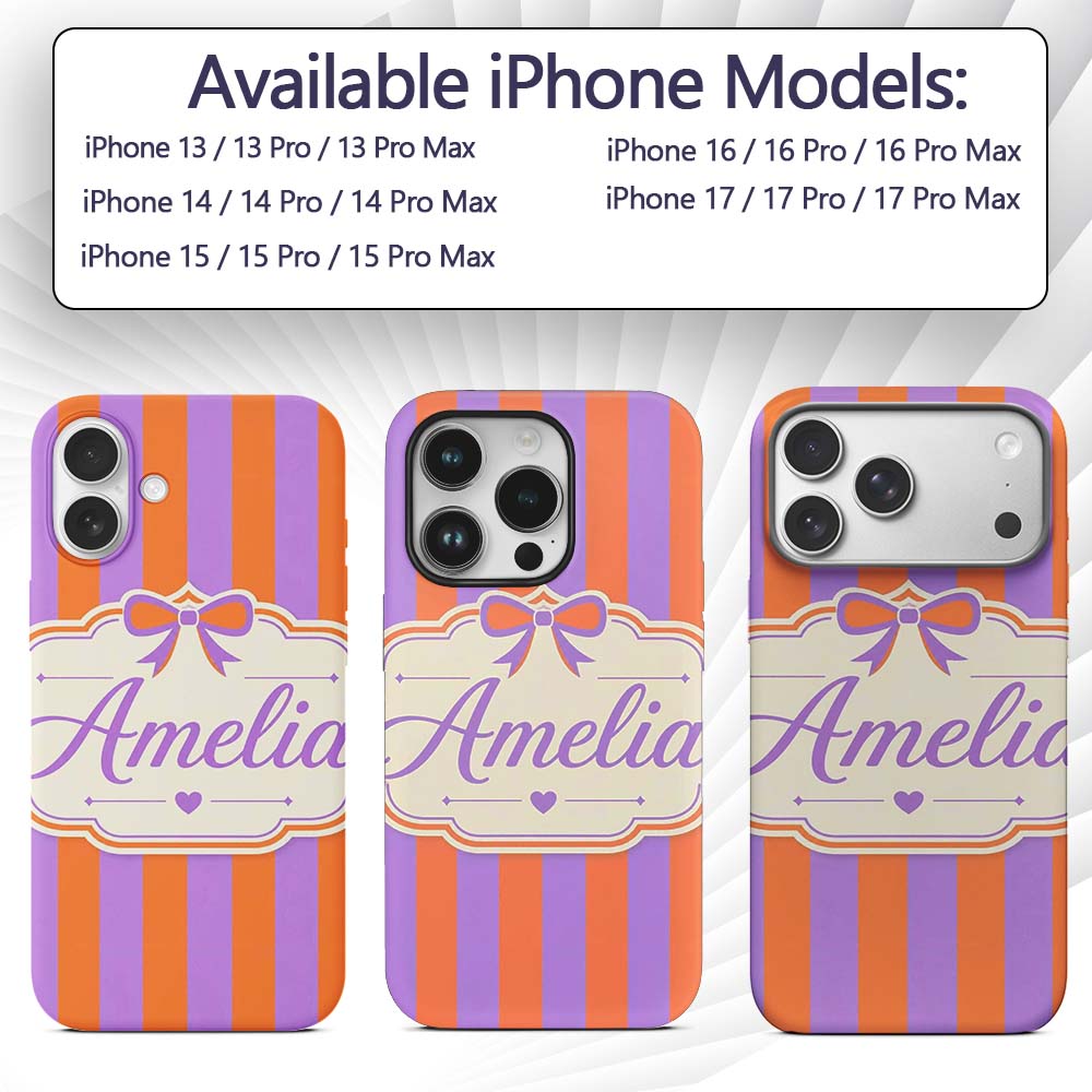Orange and Purple Wavy Stripe Abstract Seamless Custom Name Protective Phone Case Mobile Cover Durable Everyday Smartphone Shock Resistant