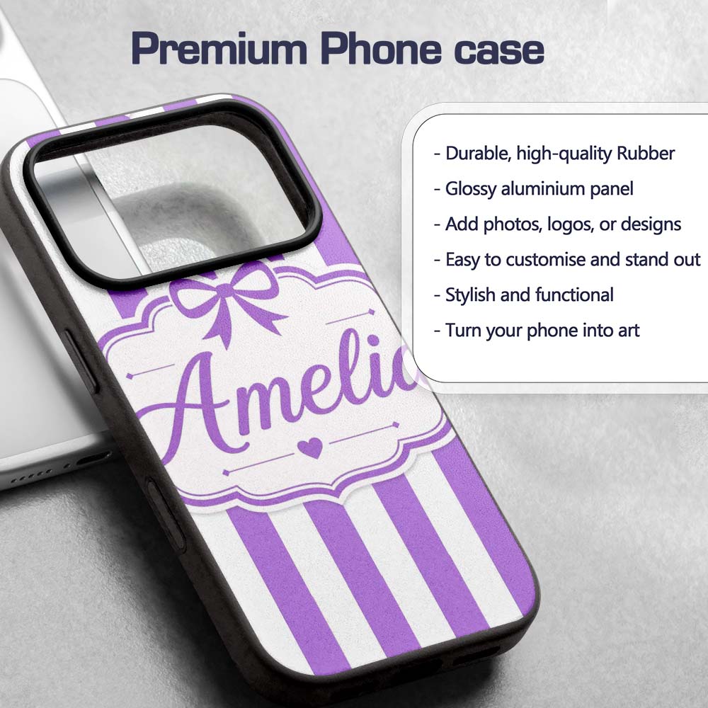 Purple and White Wavy Stripe Abstract Seamless Custom Name Protective Phone Case Mobile Cover Durable Everyday Smartphone Shock Resistant