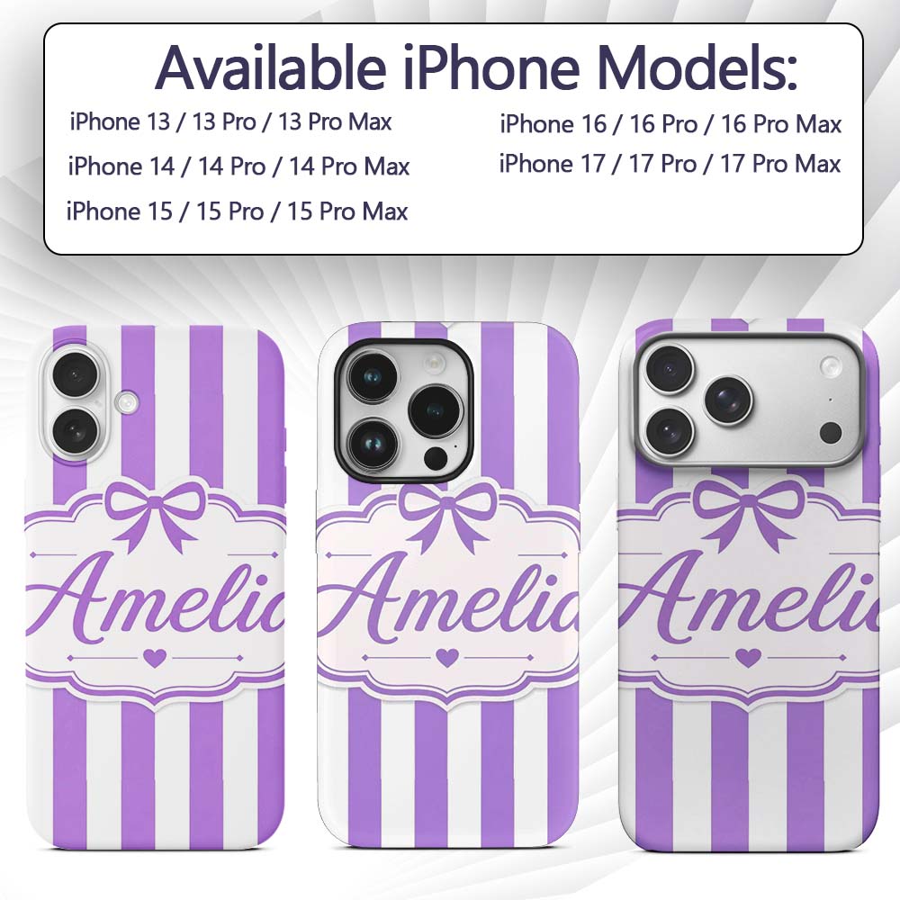 Purple and White Wavy Stripe Abstract Seamless Custom Name Protective Phone Case Mobile Cover Durable Everyday Smartphone Shock Resistant