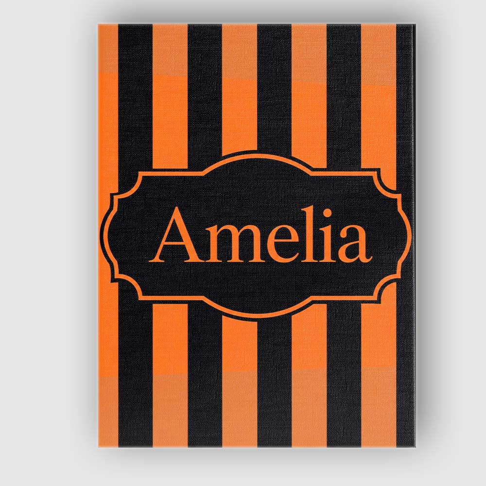 Personalised Name Orange and White Wavy Custom Modern Room Accent Elegant Feature Canvas Wall Art Print Decor Picture Ready to Hang