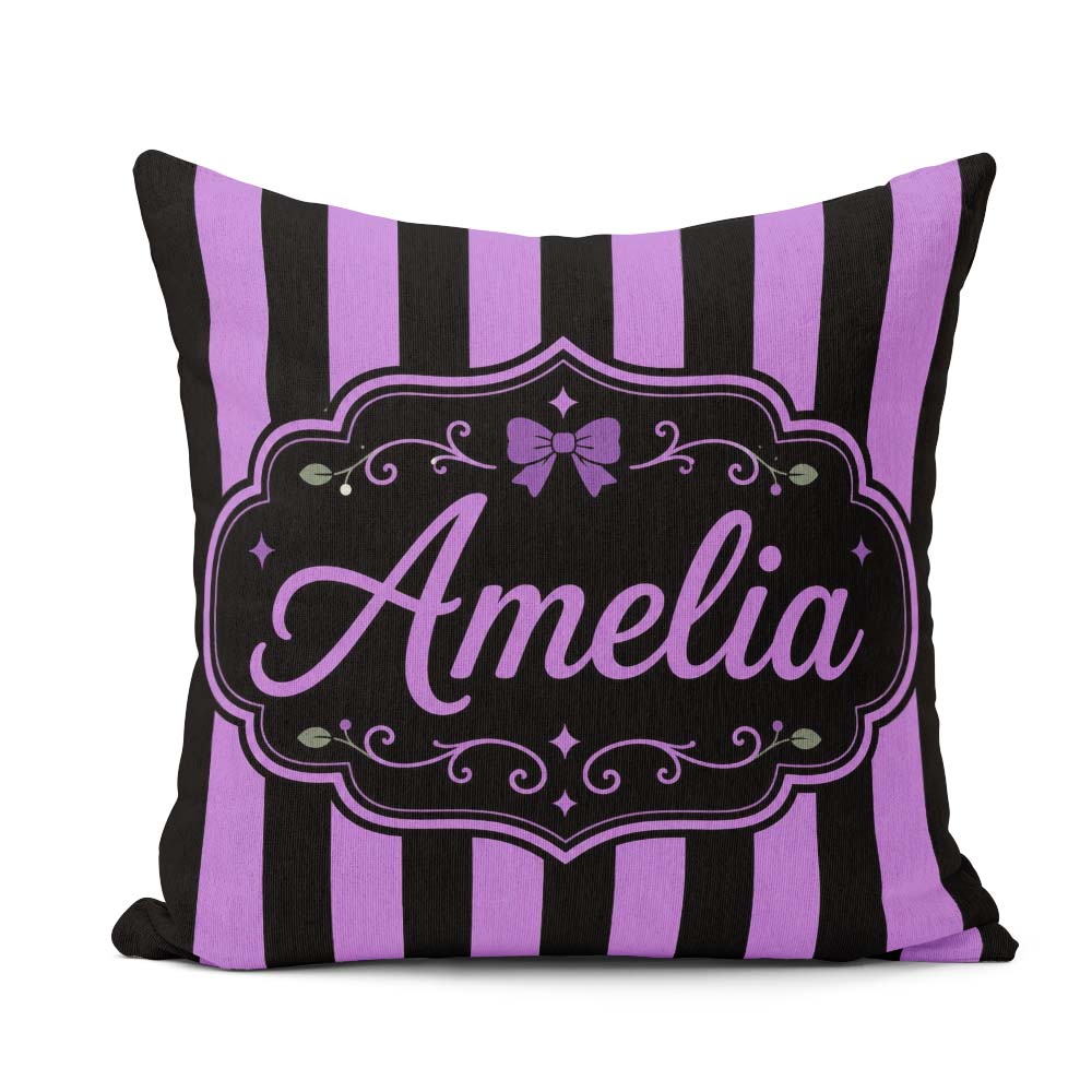 Custom Name Purple and White Wavy Abstract Seamless Pattern Name Square Filled Cushion Throw Pillow Sofa Bed Home Decor Zip Washable UK Made
