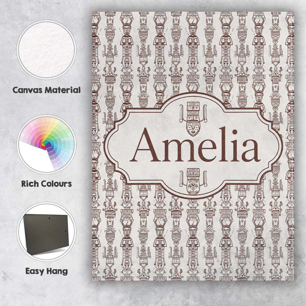 Personalised Name Tribal Ethnic Line Custom Contemporary Display Elegant Feature Canvas Wall Art Print Decor Picture Ready to Hang
