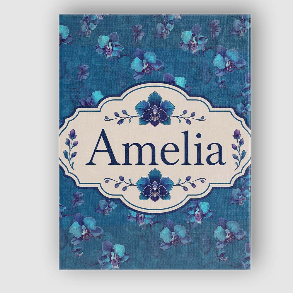 Personalised Name Teal Orchid Bloom Seamless Custom Bespoke Contemporary Display Canvas Wall Art Print Decor Picture Ready to Hang