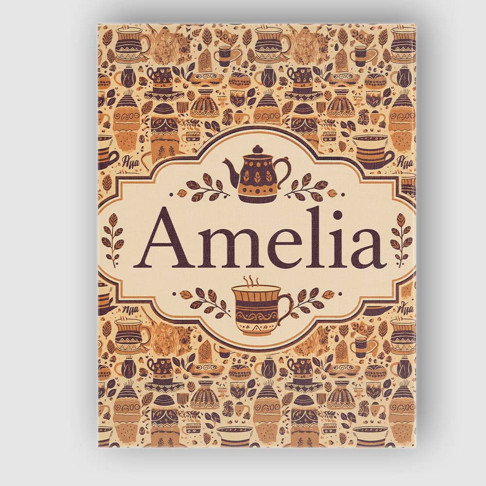 Personalised Name Coffee Cups and Rustic Custom Unique Gift Idea Elegant Feature Canvas Wall Art Print Decor Picture Ready to Hang