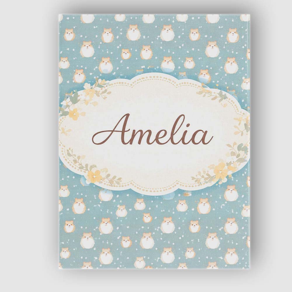 Personalised Name Light Blue Cute Hamster Snowfall Seamless Pattern Custom Canvas Wall Art Print Decor Picture Ready to Hang