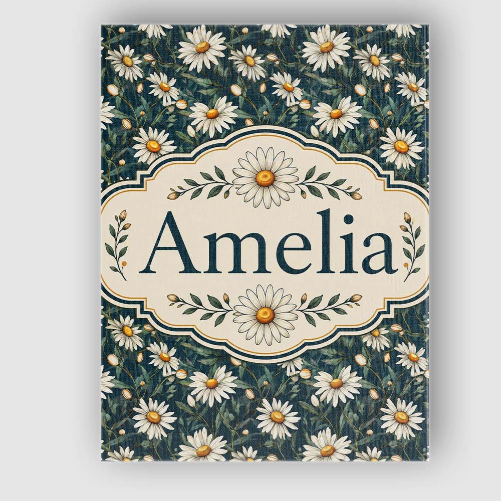 Personalised Name White Daisy Floral Custom Premium Decorative Design Modern Room Accent Canvas Wall Art Print Decor Picture Ready to Hang