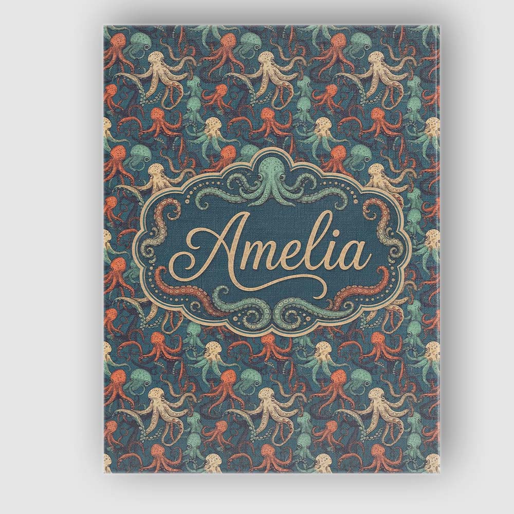 Personalised Name Cute Cartoon Octopus Custom Modern Room Accent Elegant Feature Canvas Wall Art Print Decor Picture Ready to Hang