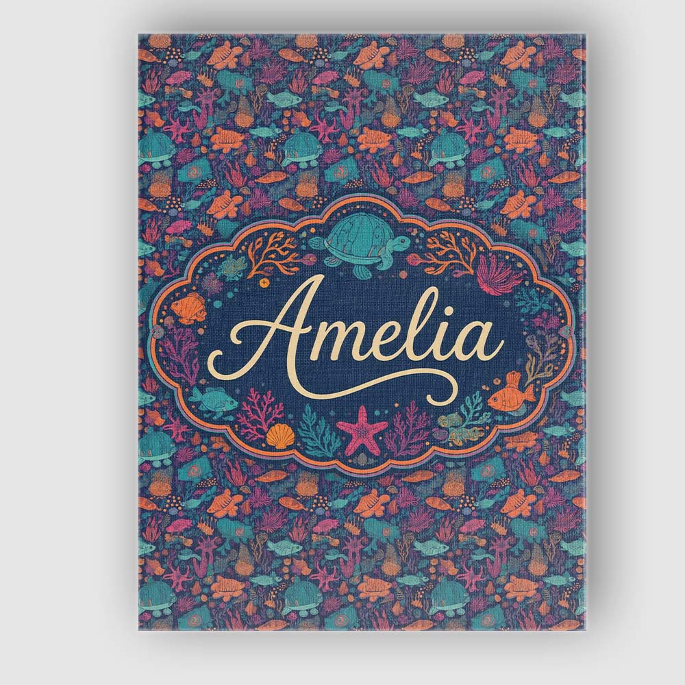 Personalised Name Vibrant Sea Life Seamless Custom Bespoke Interior Contemporary Canvas Wall Art Print Decor Picture Ready to Hang