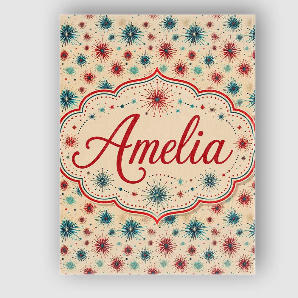 Personalised Name Red Blue Starburst Custom Premium Decorative Design Modern Room Accent Canvas Wall Art Print Decor Picture Ready to Hang
