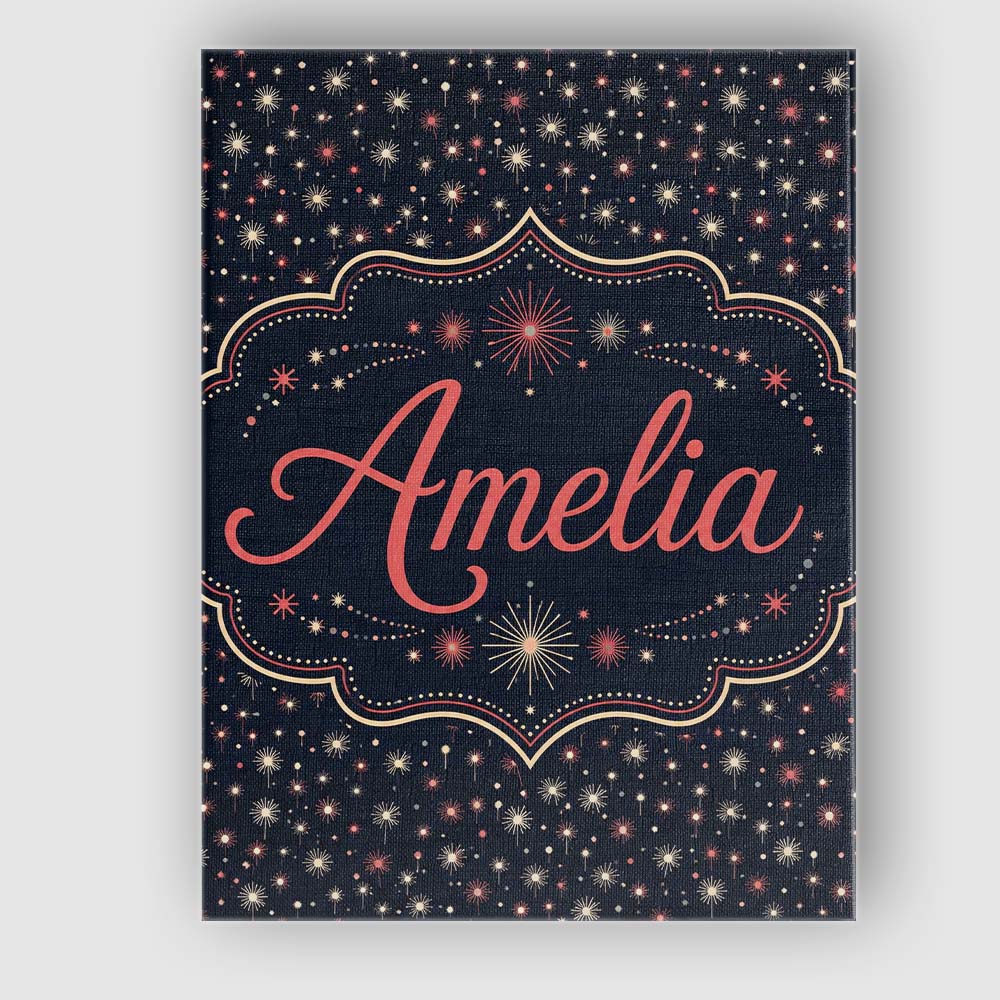 Personalised Name Pink White Firework Custom Modern Room Accent Creative Decorator Style Canvas Wall Art Print Decor Picture Ready to Hang