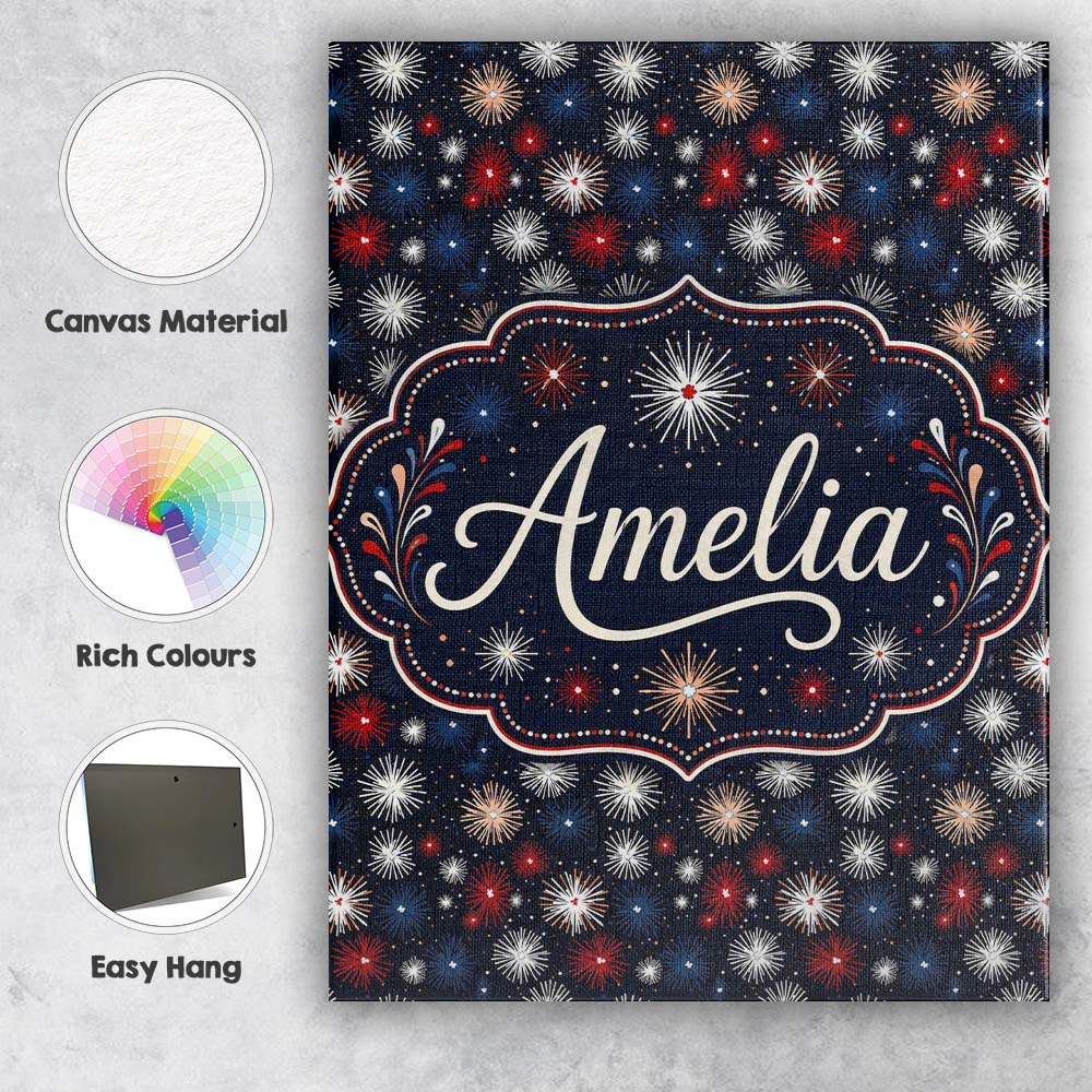 Personalised Name Classic Red White Blue Custom Unique Gift Idea Elegant Feature Canvas Wall Art Print Decor Picture Ready to Hang