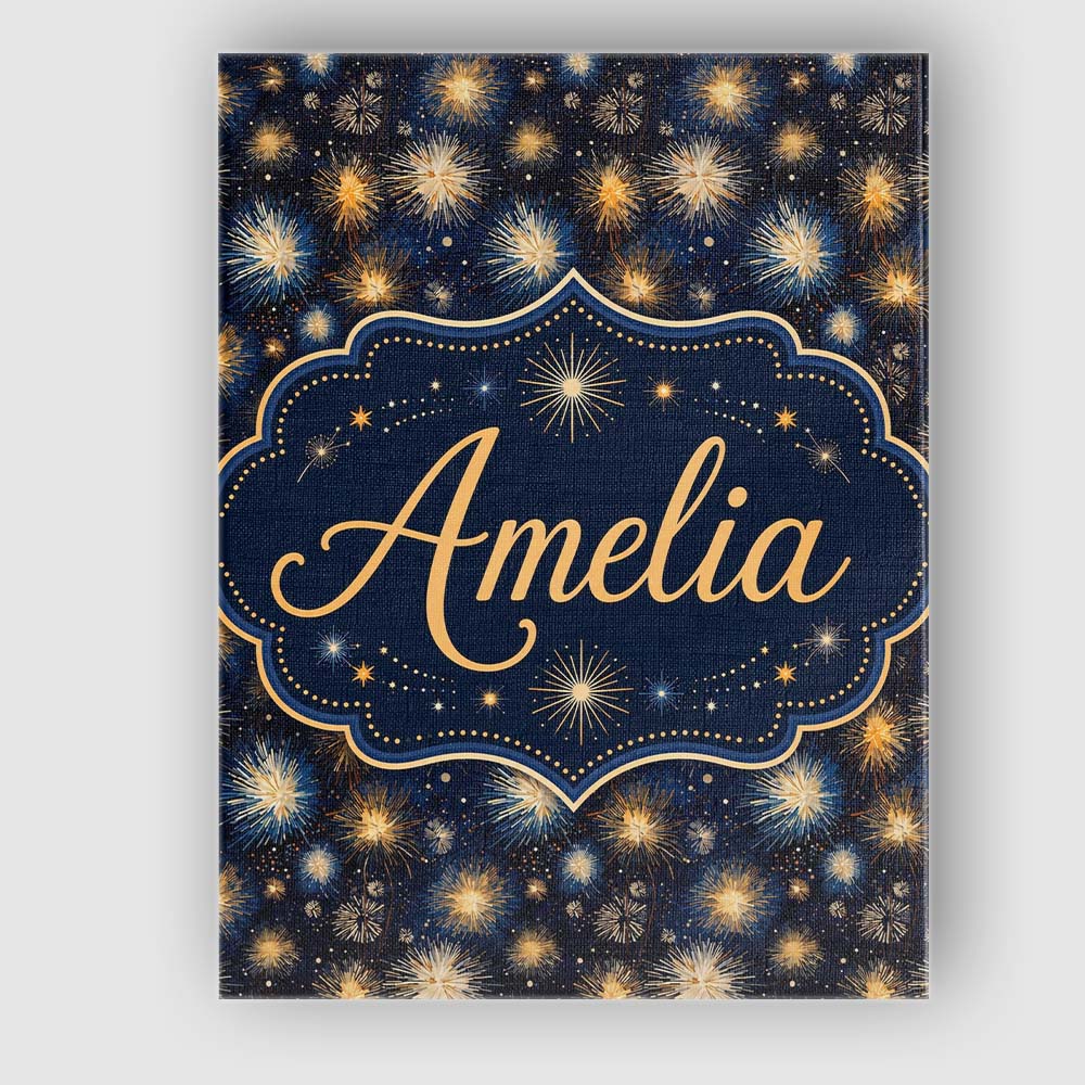 Personalised Name Golden Spark Fireworks Custom Unique Gift Idea Elegant Feature Canvas Wall Art Print Decor Picture Ready to Hang