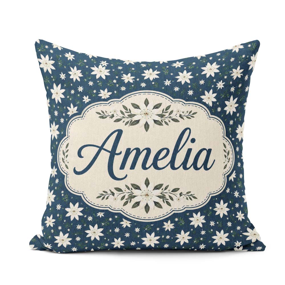 Custom Name Small White Scatter Navy Background Seamless Pattern Square Filled Cushion Throw Pillow Sofa Bed Home Decor Zip Washable UK Made