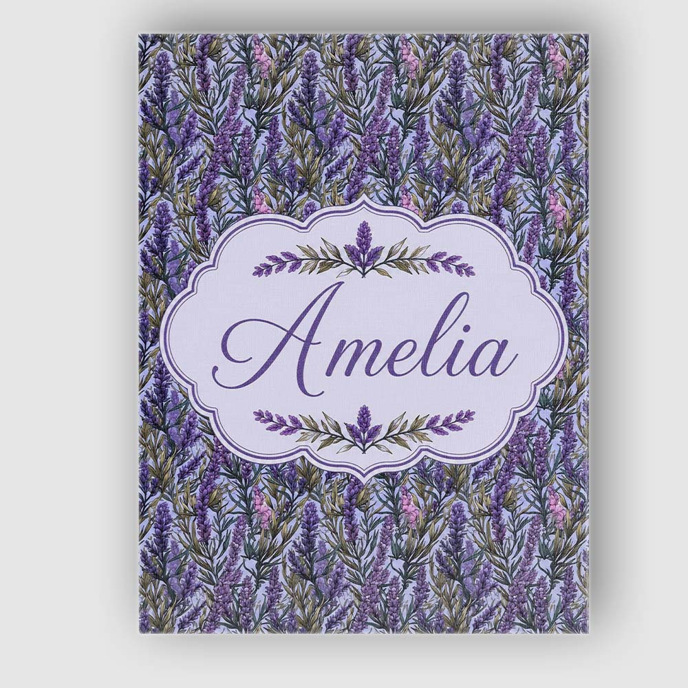 Personalised Name Detailed Lavender Botanical Custom Unique Gift Idea Modern Room Accent Canvas Wall Art Print Decor Picture Ready to Hang