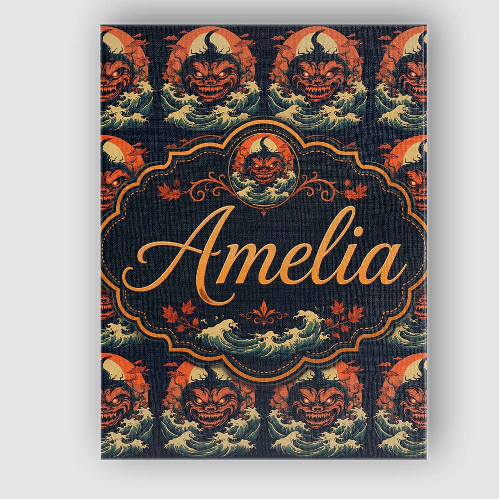 Personalised Name Dark Halloween Pumpkin Custom Unique Gift Idea Elegant Feature Canvas Wall Art Print Decor Picture Ready to Hang