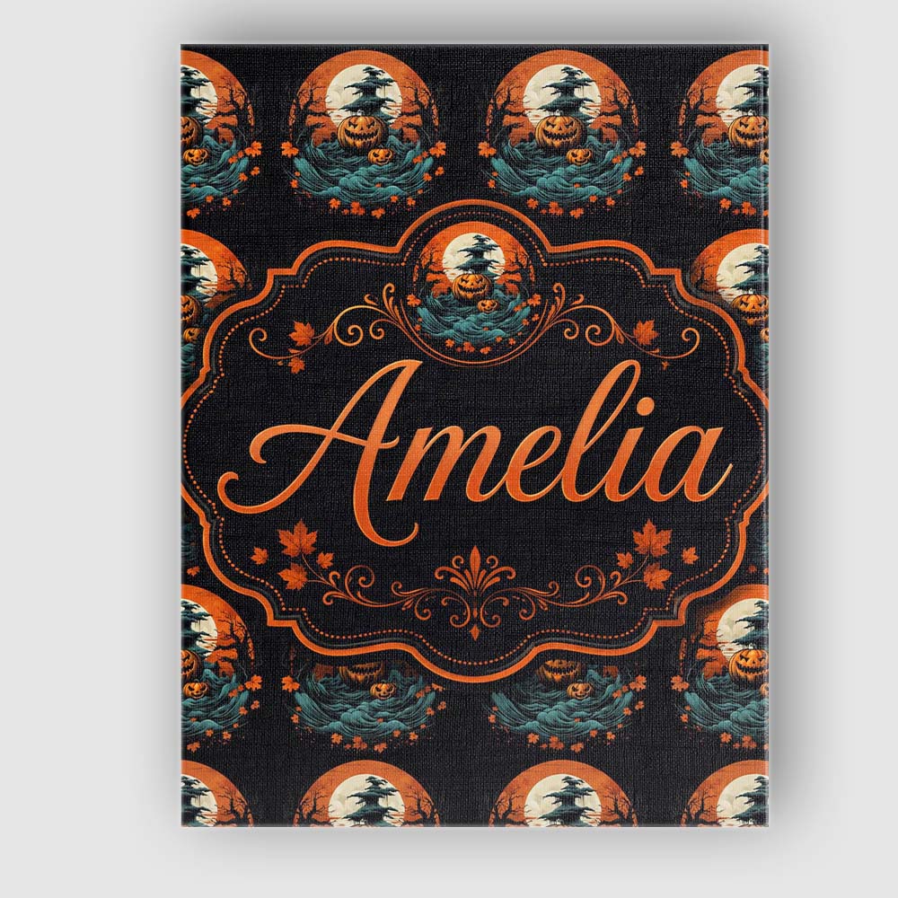 Personalised Name Haunted Pumpkin Landscape Custom Bespoke Interior Contemporary Canvas Wall Art Print Decor Picture Ready to Hang
