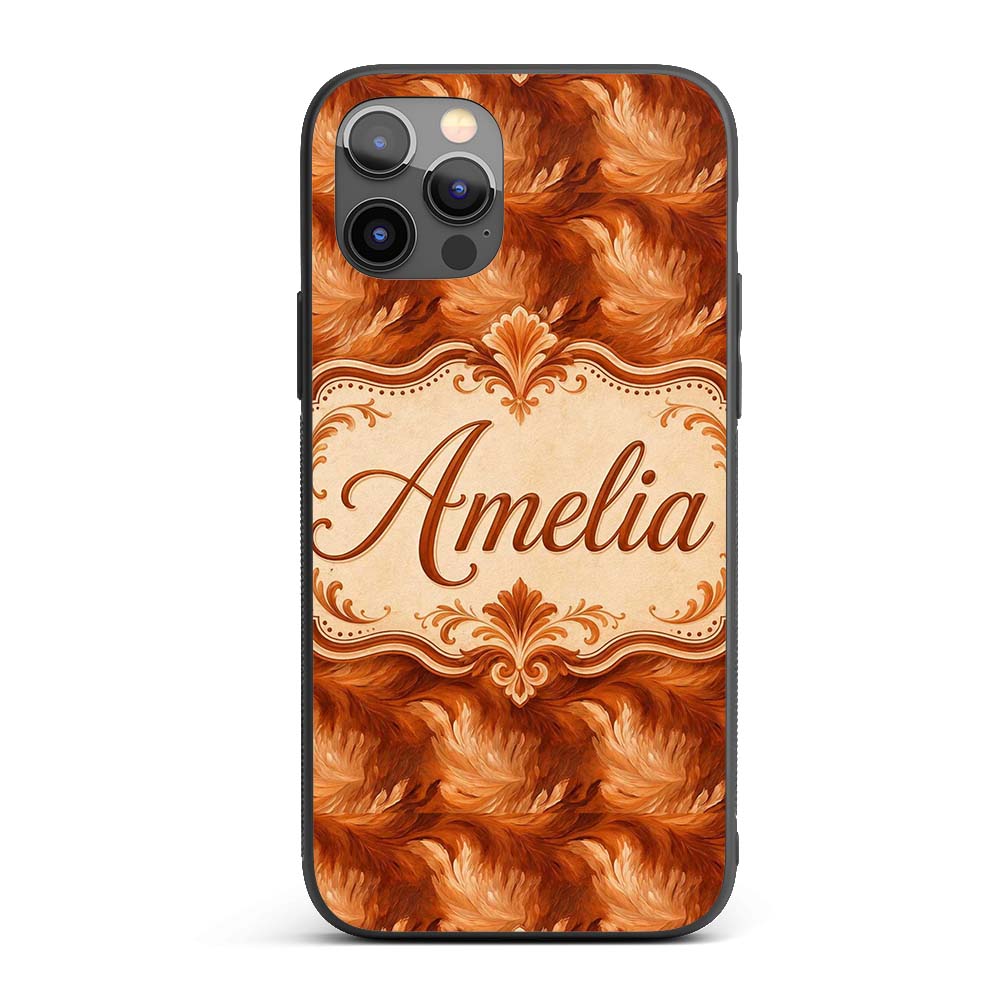Abstract Orange Brush Stroke Texture Seamless Custom Name Protective Phone Case Mobile Cover Durable Everyday Smartphone Shock Resistant