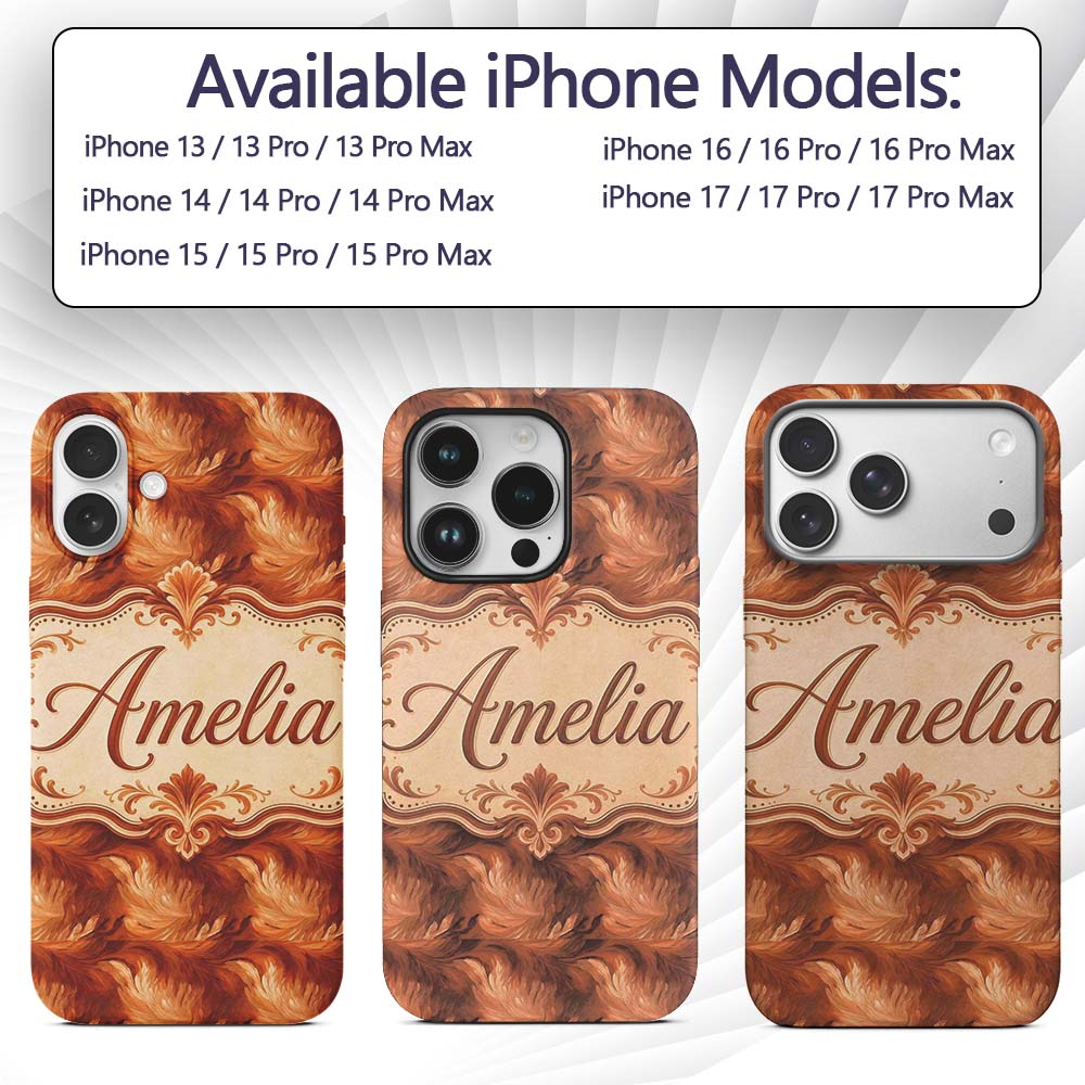 Abstract Orange Brush Stroke Texture Seamless Custom Name Protective Phone Case Mobile Cover Durable Everyday Smartphone Shock Resistant