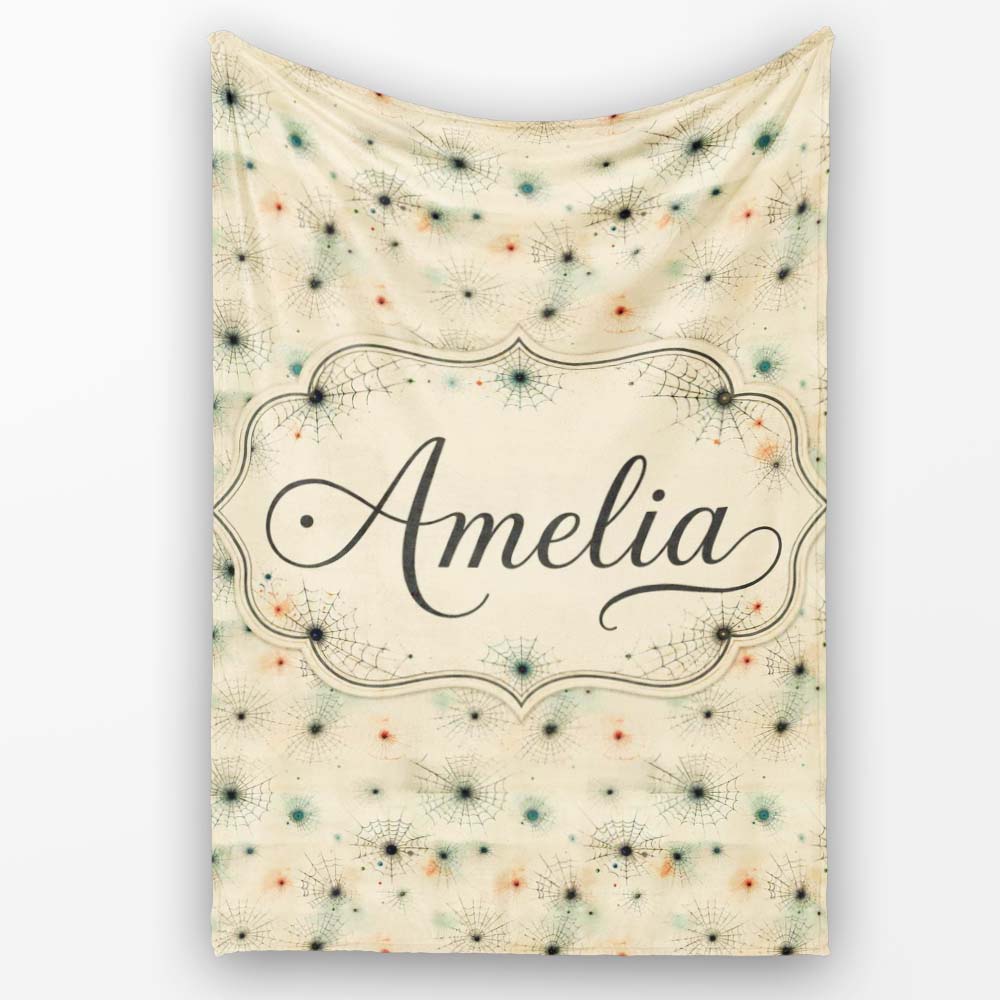 Minimal Spider Web Pattern with Subtle Color Accents Seamless Personalised Custom Name Super Soft Fleece Blanket Bed Sofa Throw