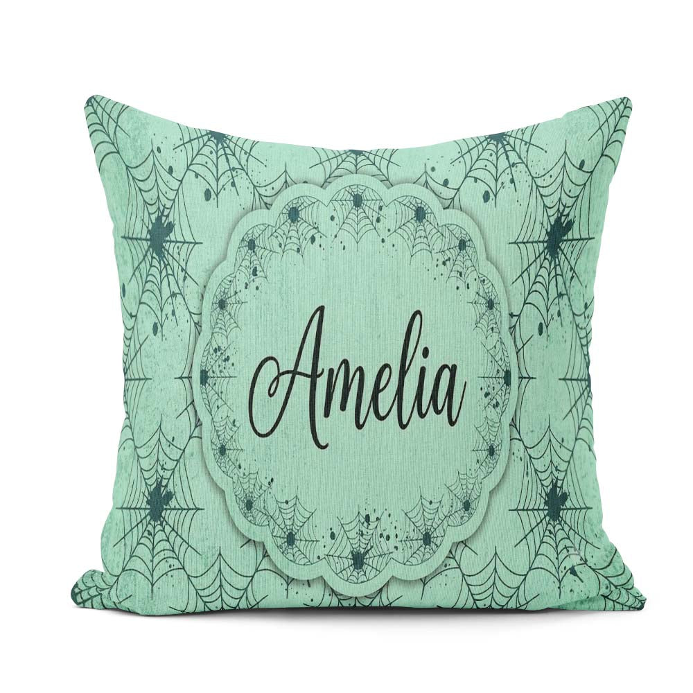 Custom Name Soft Watercolor Spider Web Pattern Seamless Artistic Square Filled Cushion Throw Pillow Sofa Bed Home Decor Zip Washable UK Made