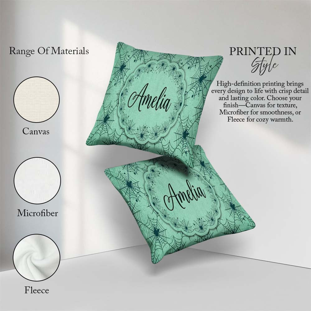 Custom Name Soft Watercolor Spider Web Pattern Seamless Artistic Square Filled Cushion Throw Pillow Sofa Bed Home Decor Zip Washable UK Made