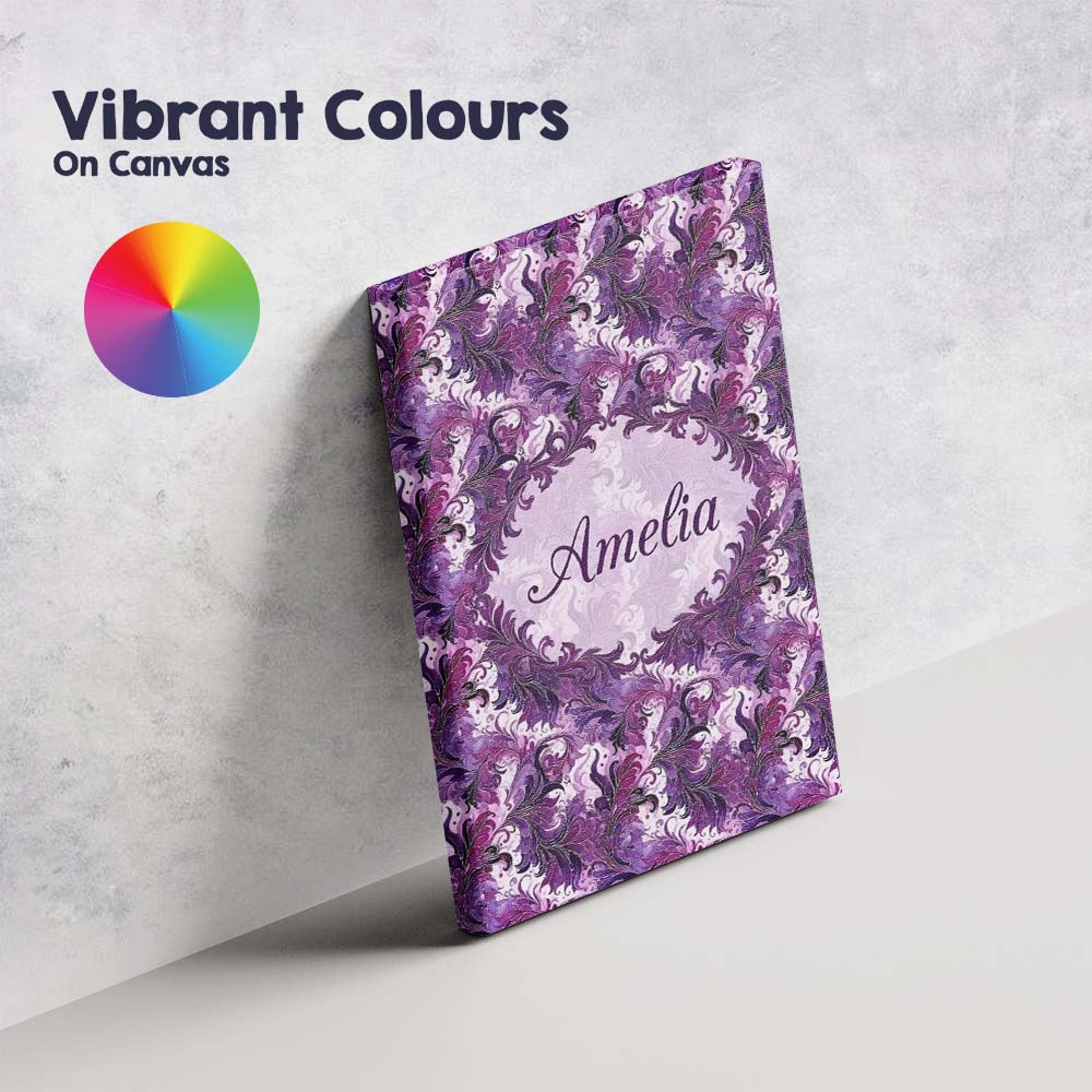 Personalised Name Purple and Magenta Custom Premium Decorative Design Modern Room Accent Canvas Wall Art Print Decor Picture Ready to Hang