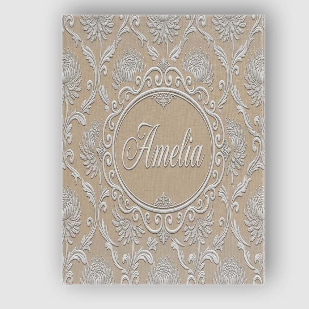 Personalised Name Gold Floral Ornament Custom Modern Room Accent Elegant Feature Canvas Wall Art Print Decor Picture Ready to Hang