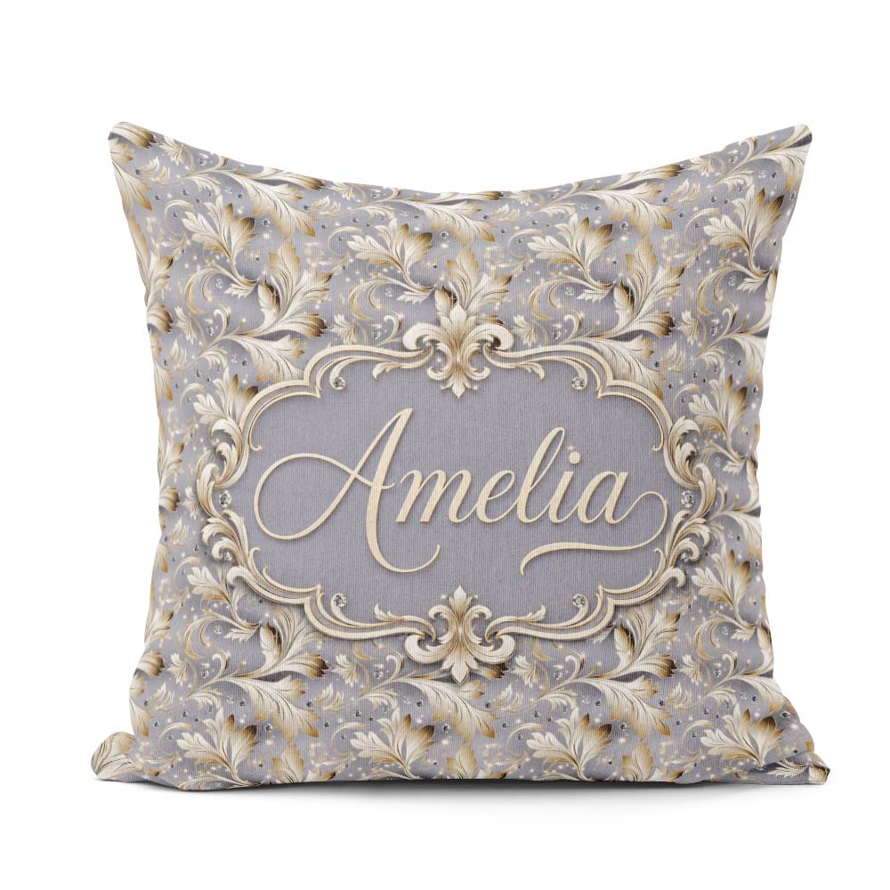 Custom Name Soft Beige Embossed Pattern Elegant Texture Seamless Square Filled Cushion Throw Pillow Sofa Bed Home Decor Zip Washable UK Made