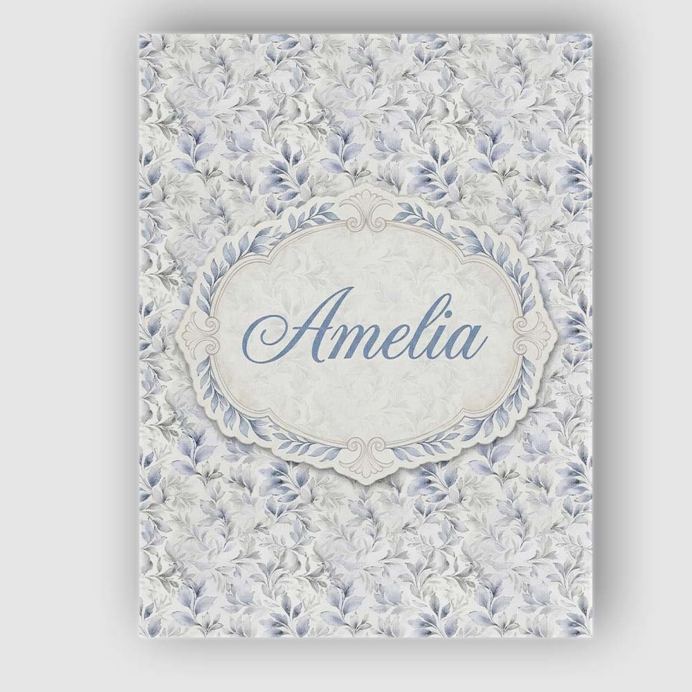 Personalised Name Subtle Grey Botanical Custom Modern Room Accent Elegant Feature Canvas Wall Art Print Decor Picture Ready to Hang