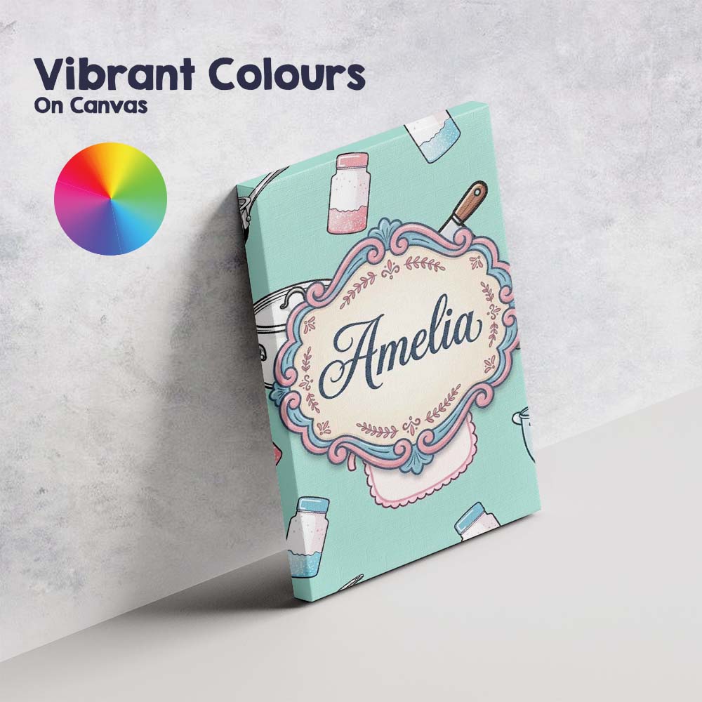 Personalised Name Cute Utensils Apron Custom Modern Room Accent Creative Decorator Style Canvas Wall Art Print Decor Picture Ready to Hang