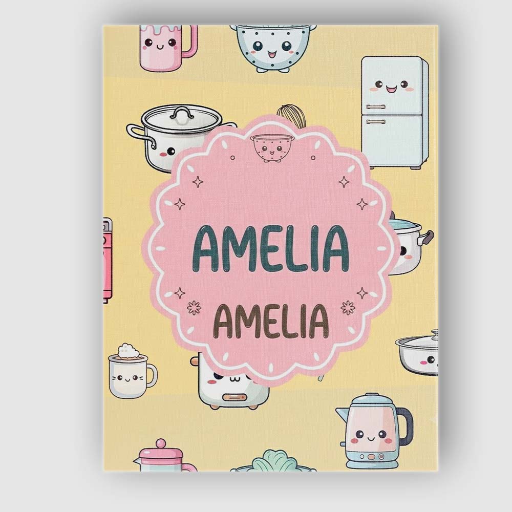 Personalised Name Cute Kawaii Chef Girl Custom Modern Room Accent Elegant Feature Canvas Wall Art Print Decor Picture Ready to Hang