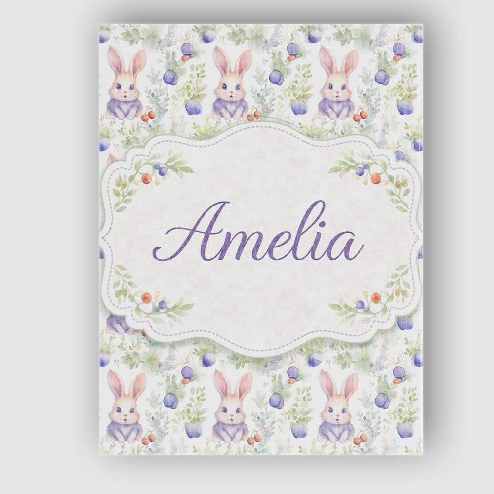 Personalised Name Vibrant Abstract Bunny Portrait Seamless Pattern Custom Unique Canvas Wall Art Print Decor Picture Ready to Hang
