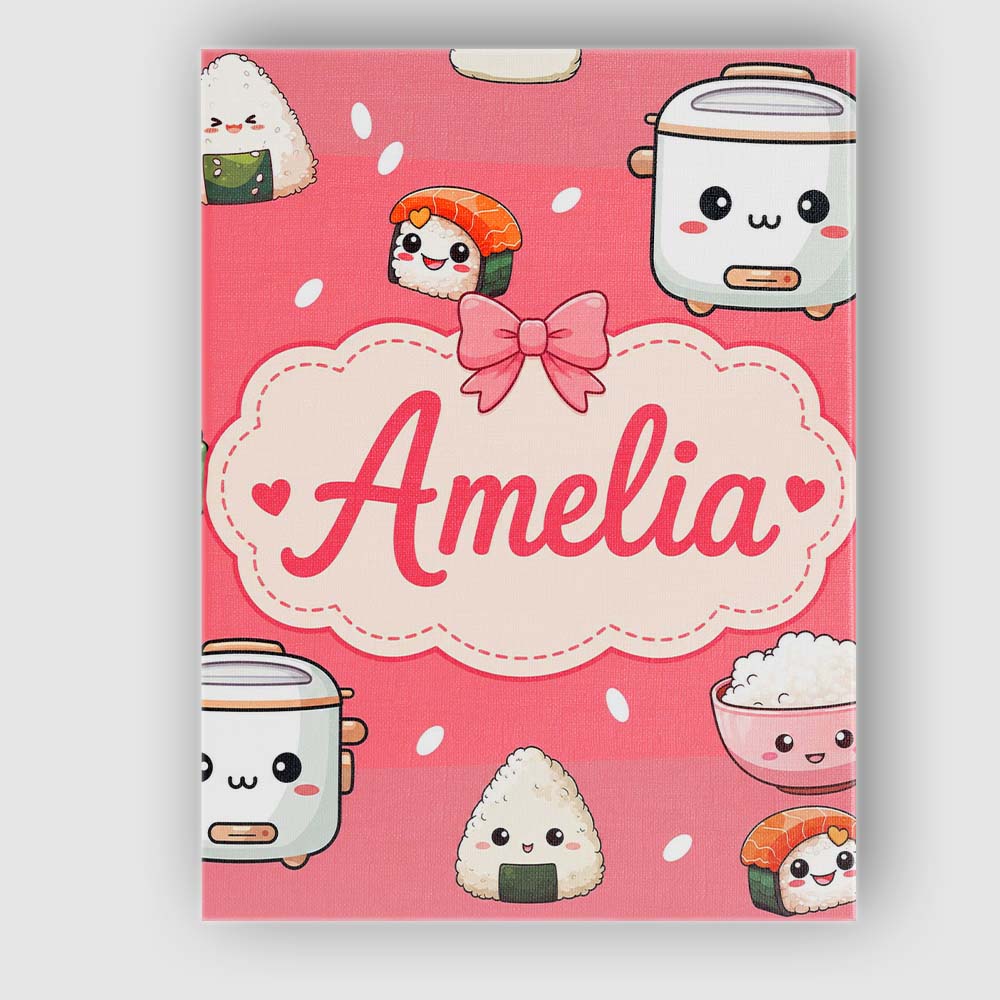 Personalised Name Cute Kawaii Sushi Rice Custom Unique Gift Idea Elegant Feature Canvas Wall Art Print Decor Picture Ready to Hang