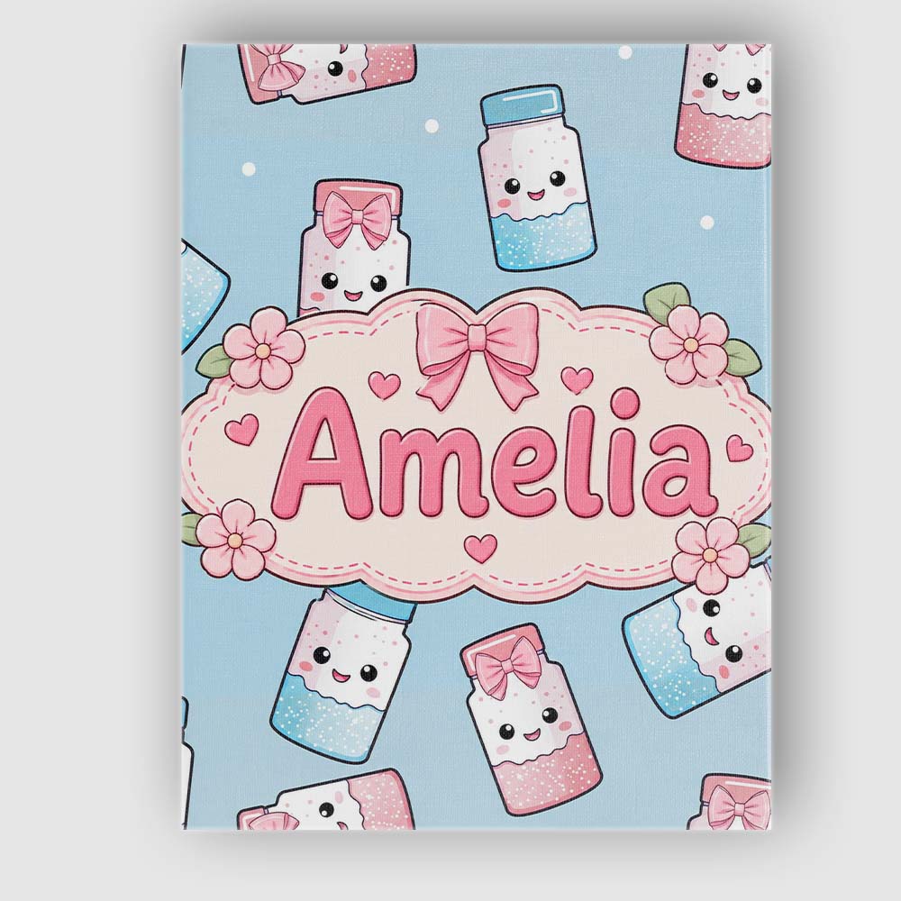 Personalised Name Cute Kawaii Sweet Sugar Custom Unique Gift Idea Elegant Feature Canvas Wall Art Print Decor Picture Ready to Hang
