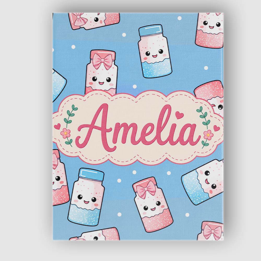 Personalised Name Cute Kawaii Sweet Sugar Custom Unique Gift Idea Elegant Feature Canvas Wall Art Print Decor Picture Ready to Hang
