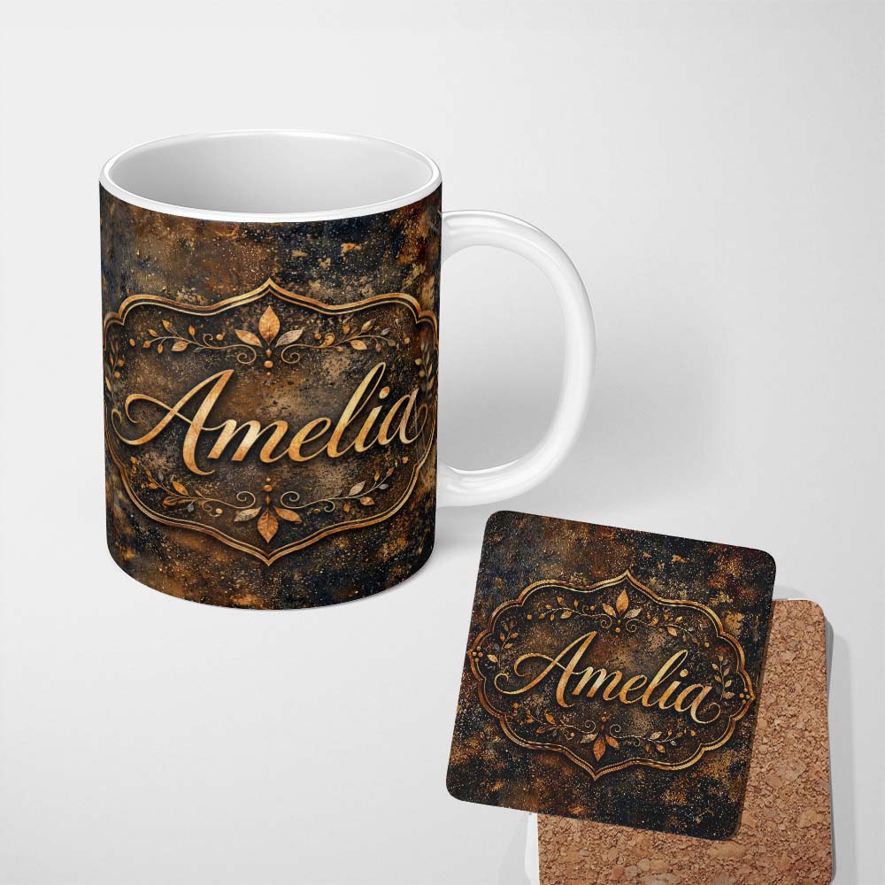 Personalized Custom Name Abstract Rust Texture Grunge Metallic Seamless Pattern Industrial 11oz Ceramic Coffee Tea Mug White Large Handle