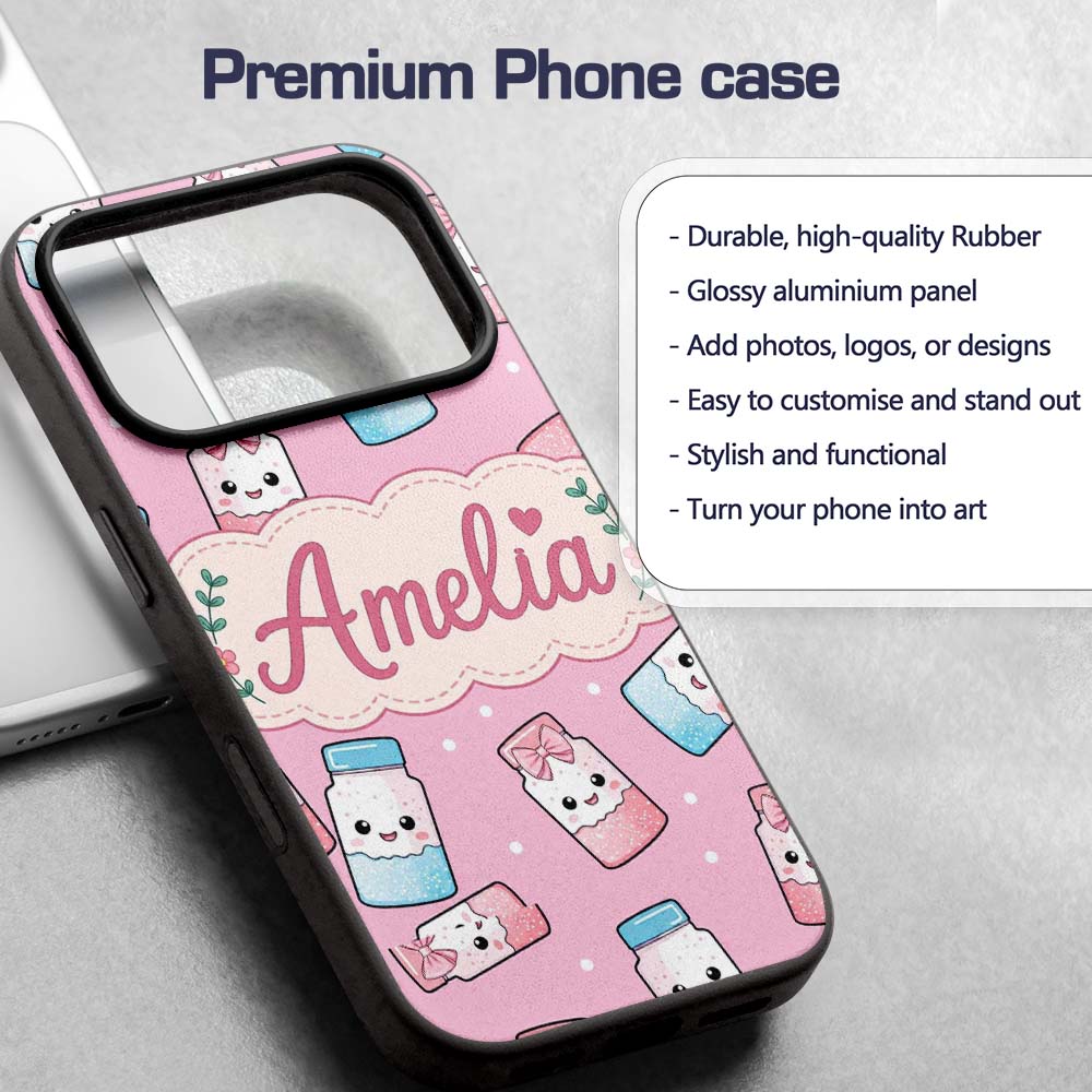 Cute Kawaii Sweet Sugar Jar with Printed Design Custom Name Protective Phone Case Mobile Cover Durable Everyday Smartphone Shock Resistant