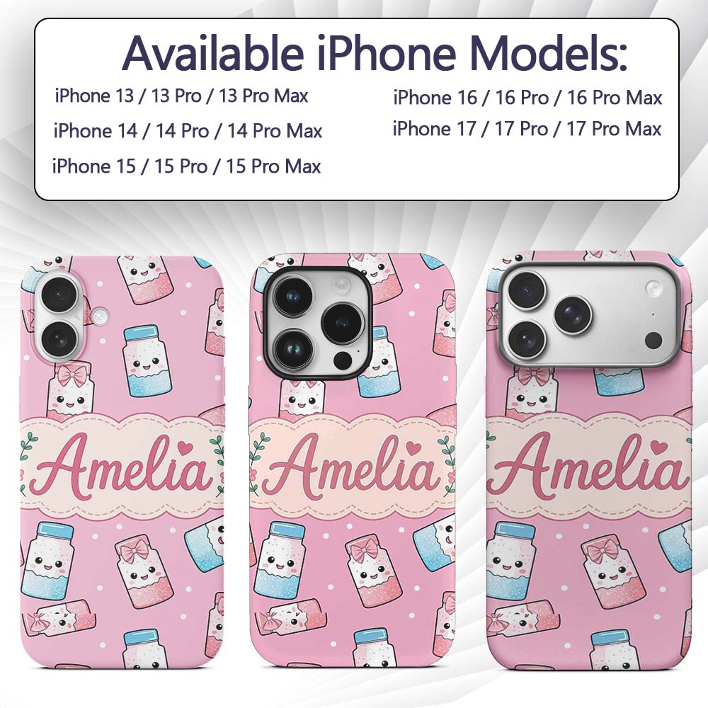 Cute Kawaii Sweet Sugar Jar with Printed Design Custom Name Protective Phone Case Mobile Cover Durable Everyday Smartphone Shock Resistant