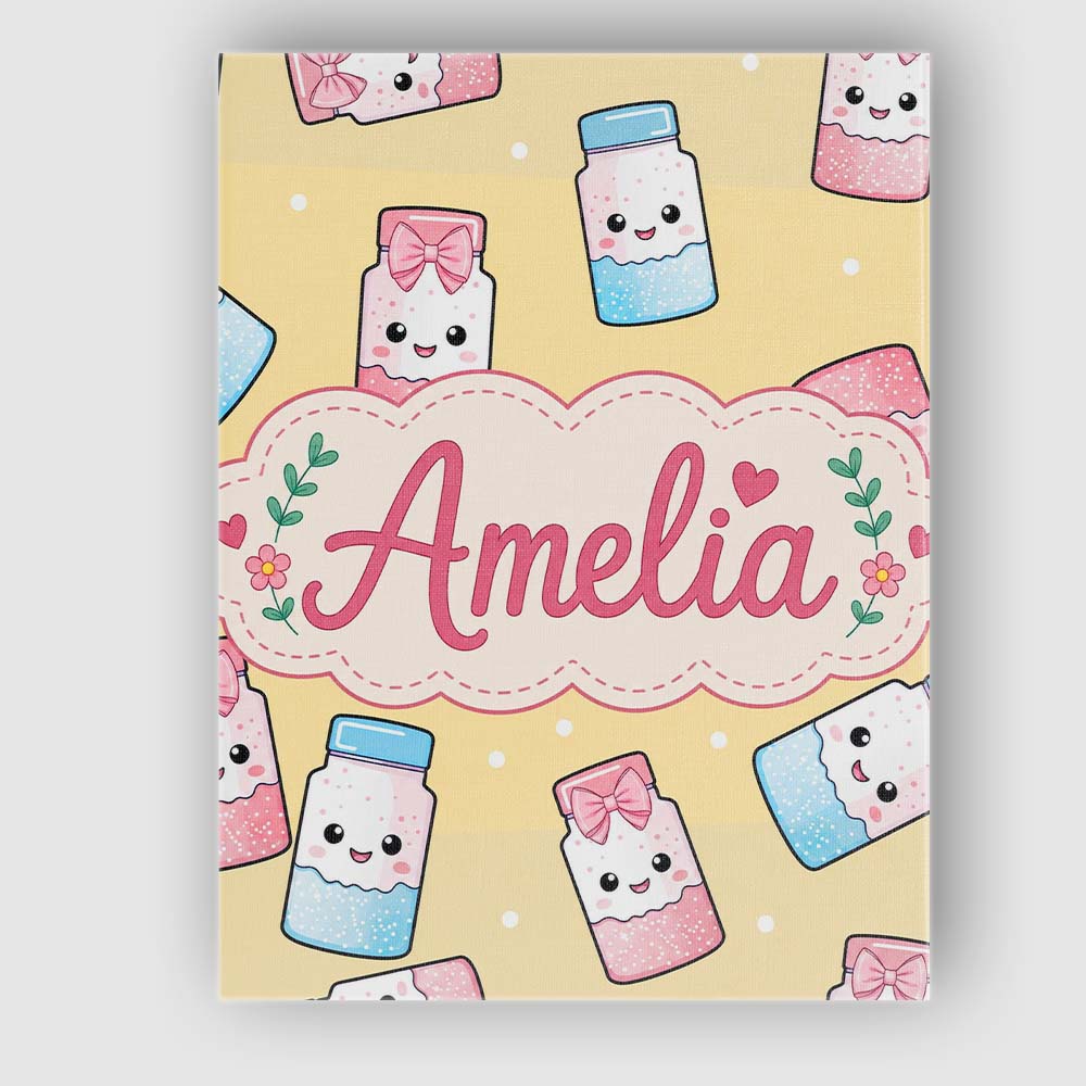 Personalised Name Cute Kawaii Sweet Sugar Custom Unique Gift Idea Elegant Feature Canvas Wall Art Print Decor Picture Ready to Hang