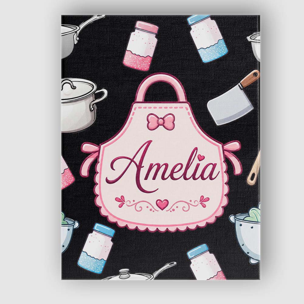 Personalised Name Cute Minimal Utensils Custom Modern Room Accent Elegant Feature Canvas Wall Art Print Decor Picture Ready to Hang