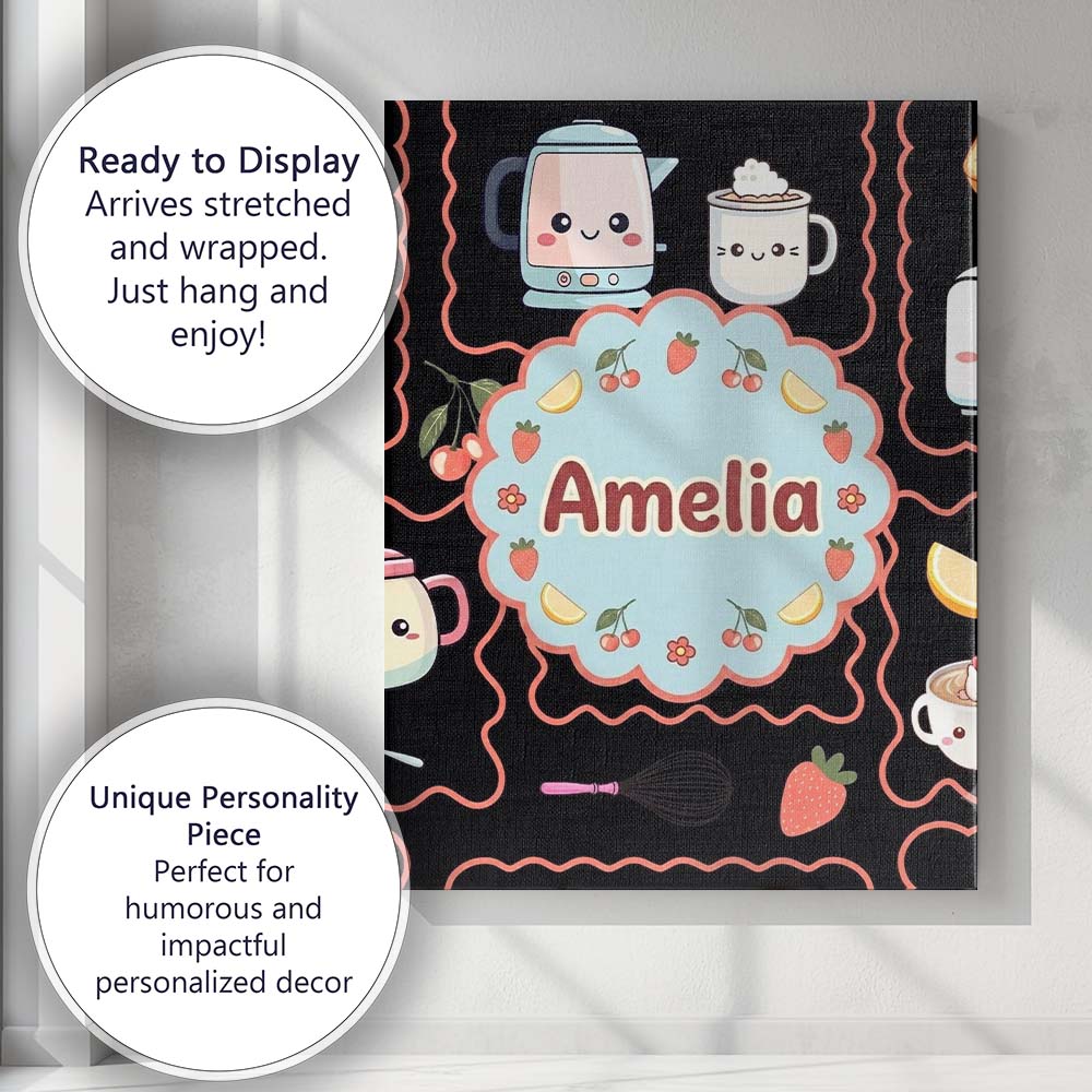 Personalised Name Cute Kawaii Mixer Appliance Custom Unique Gift Idea Modern Room Accent Canvas Wall Art Print Decor Picture Ready to Hang
