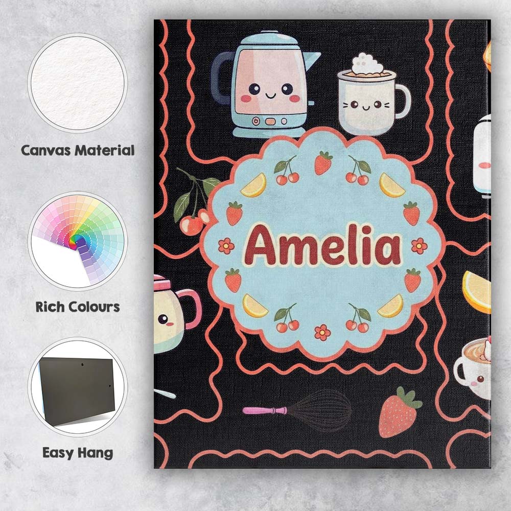 Personalised Name Cute Kawaii Mixer Appliance Custom Unique Gift Idea Modern Room Accent Canvas Wall Art Print Decor Picture Ready to Hang