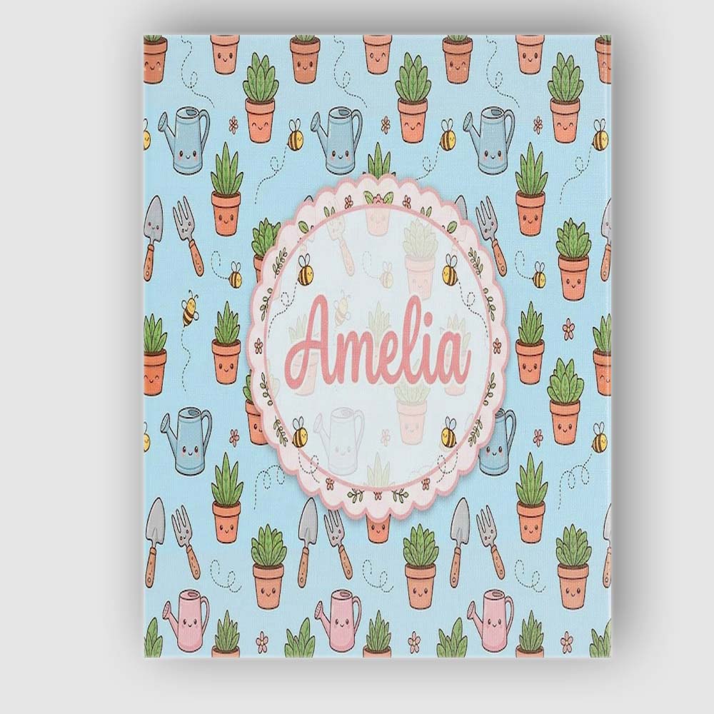 Personalised Name Cute Kawaii Garden Tools Custom Unique Gift Idea Elegant Feature Canvas Wall Art Print Decor Picture Ready to Hang