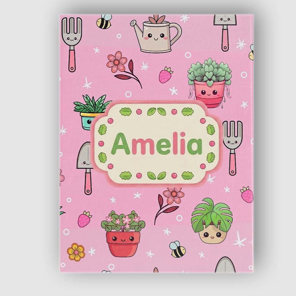 Personalised Name Cute Kawaii Garden Tools Custom Unique Gift Idea Elegant Feature Canvas Wall Art Print Decor Picture Ready to Hang