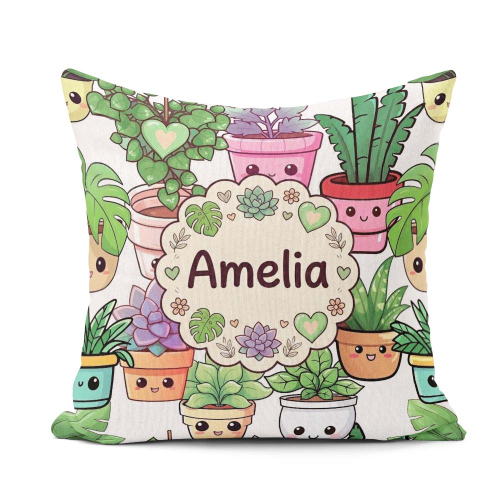 Custom Name Kawaii Indoor Light Grey Background Seamless Pattern Square Filled Cushion Throw Pillow Sofa Bed Home Decor Zip Washable UK Made