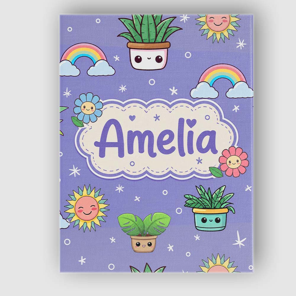 Personalised Name Cute Kawaii Plants Custom Premium Decorative Design Modern Room Accent Canvas Wall Art Print Decor Picture Ready to Hang